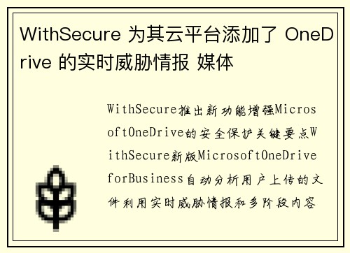 WithSecure 为其云平台添加了 OneDrive 的实时威胁情报 媒体 WithSecure 为其云平台添加了 OneDrive 的实时威胁情报 媒体